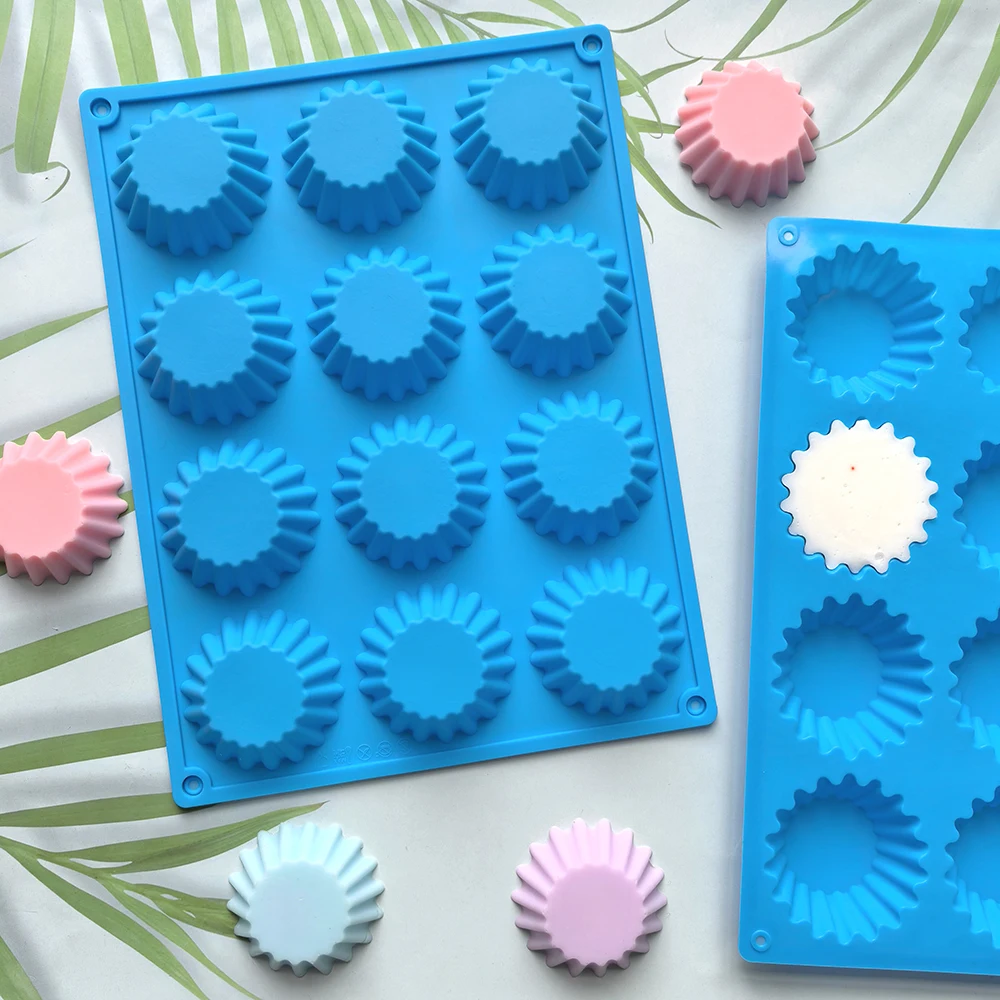 1 pc 12 cavity circular Maffei cup egg tart chocolate biscuit mold for candy, silicone baking mold suitable for mini cake, jelly