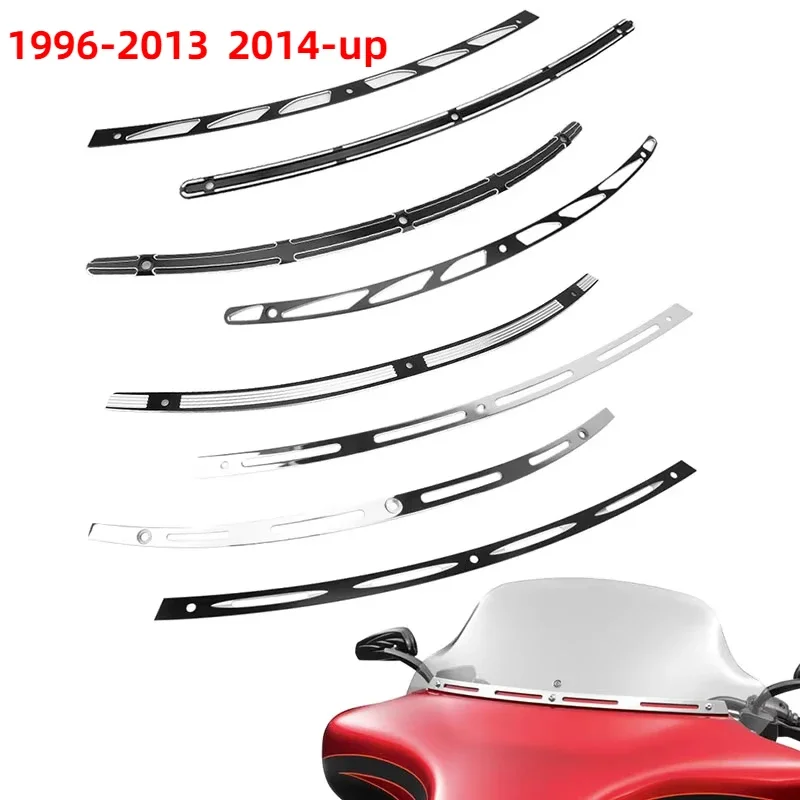 

Motorcycle Windshield Windscreen Trim CNC Black Chrome For Harley Touring Electra Glide Street Glide FLHX FLHTC CVO 96-13 14-up