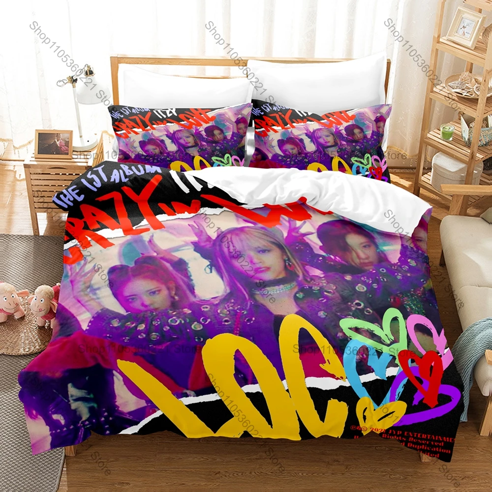 ITZY LOCO Bedding Set 3D Print Kpop Girl Group Duvet Cover Set Twin Full Queen King Size 3PCS Bed Linen for Fans Bedroom Decor