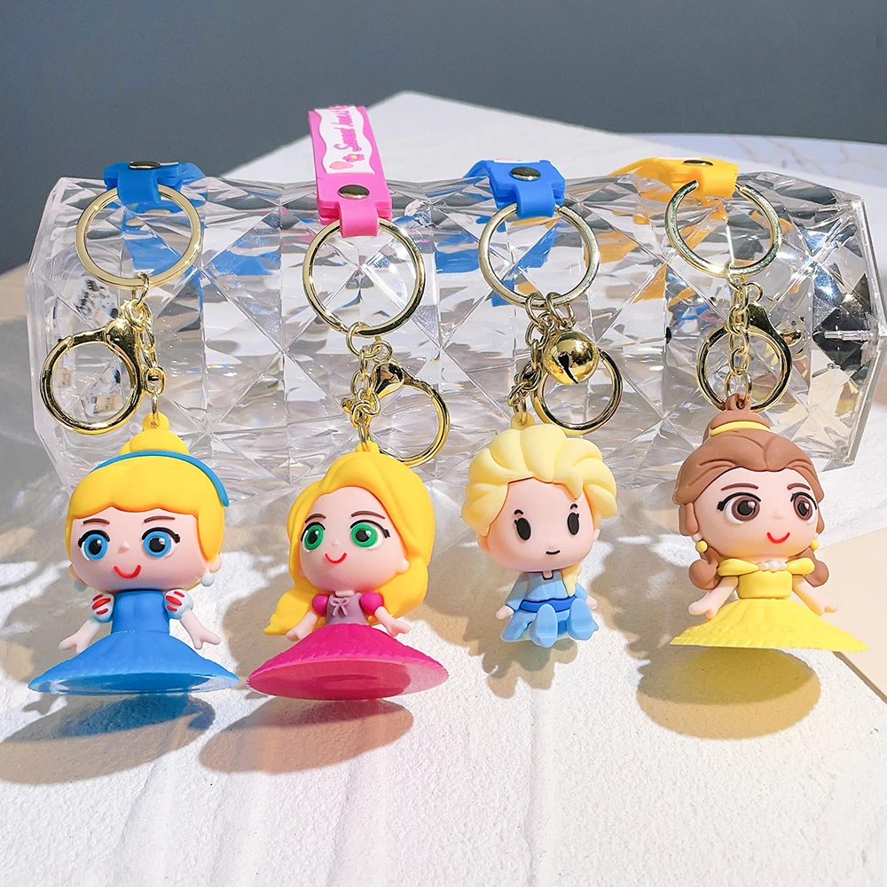 Cute Disney Princess Series Keychain for women Key Ring trinket cartoon Mermaid Princess car Key Chain girl key Bag pendant