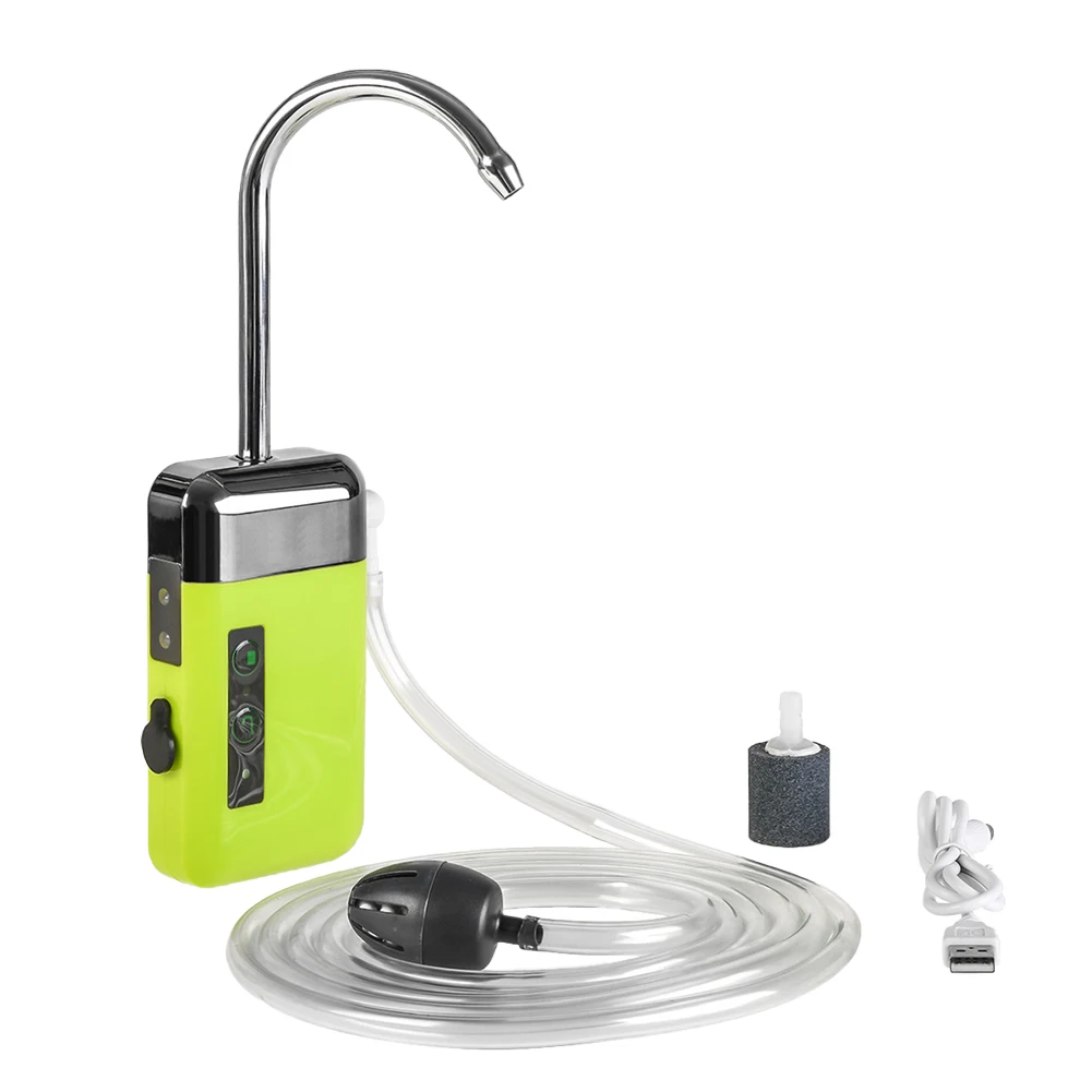 Multifunctional Oxygen Pump With LED Lighting, Air Oxygen Pump With Air Stone Tube USB Charging Automatic Pump