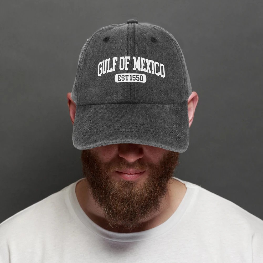 Gulf of Mexico Est 1550 Vintage Baseball Cap Gulf of Mexico Hat Washed Cotton Golf Dad Hat Adjustable Trucker Hat Men Women Cap