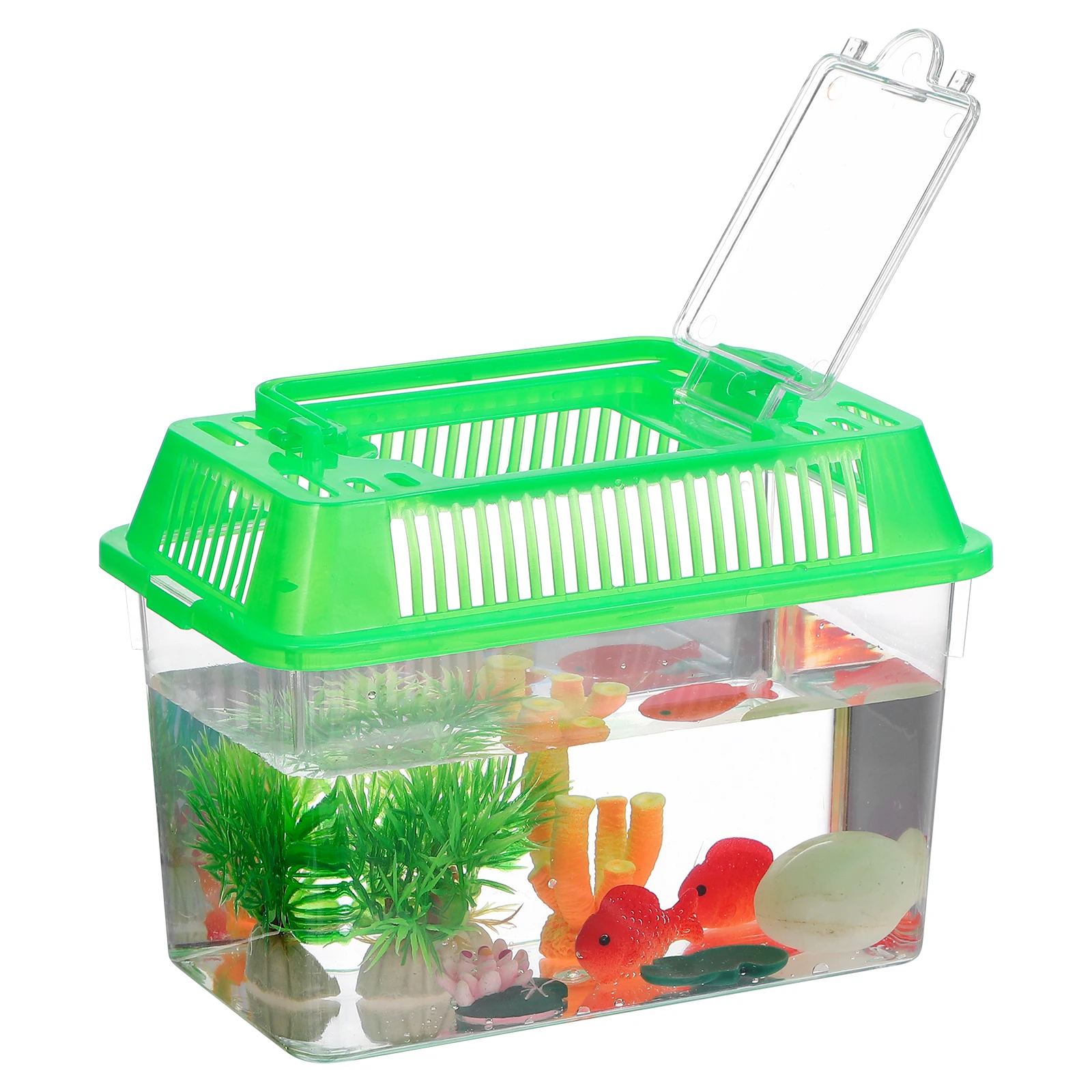 

Fish Tank Aquatic Turtle Bowl Plastic Clear Aquarium Container for Kids Decor Mini Handheld Easy Clean Safe Pet Fish