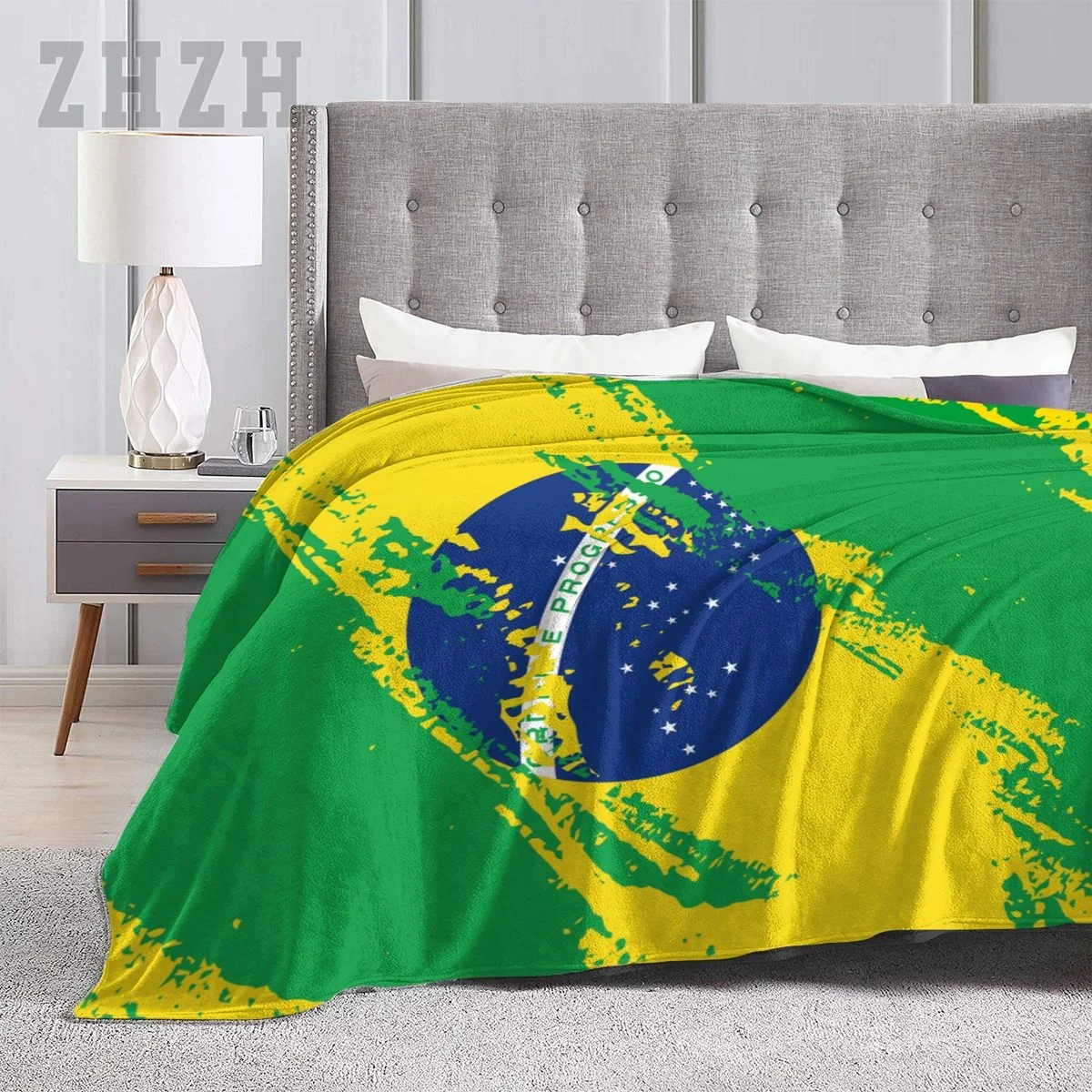 Blanket Brazil Flag Color Flannel Multifunction Camping Sofa Cover Keep Warm