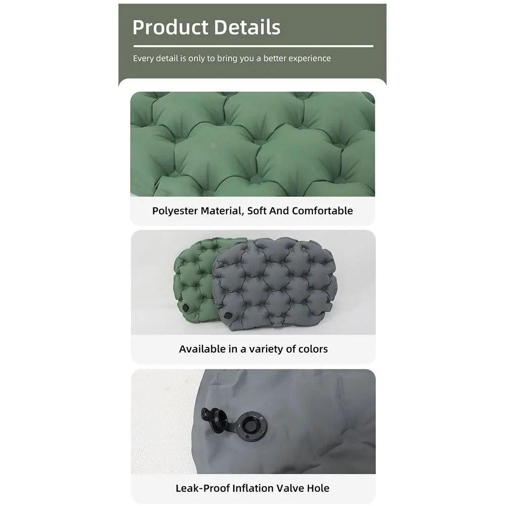 Cojín Plegable Inflable Para Acampar, Impermeable, De Nailon Y TPU, Con Bolsa De Almacenamiento, Verde Oliva
