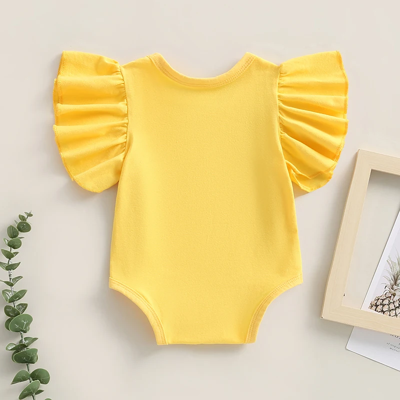 Summer Newborn Infant Baby Girl Solid Color Ruffle Romper Bodysuit Jumpsuit Casual Baby Fly Sleeve Jumpsuits Clothes Outfit