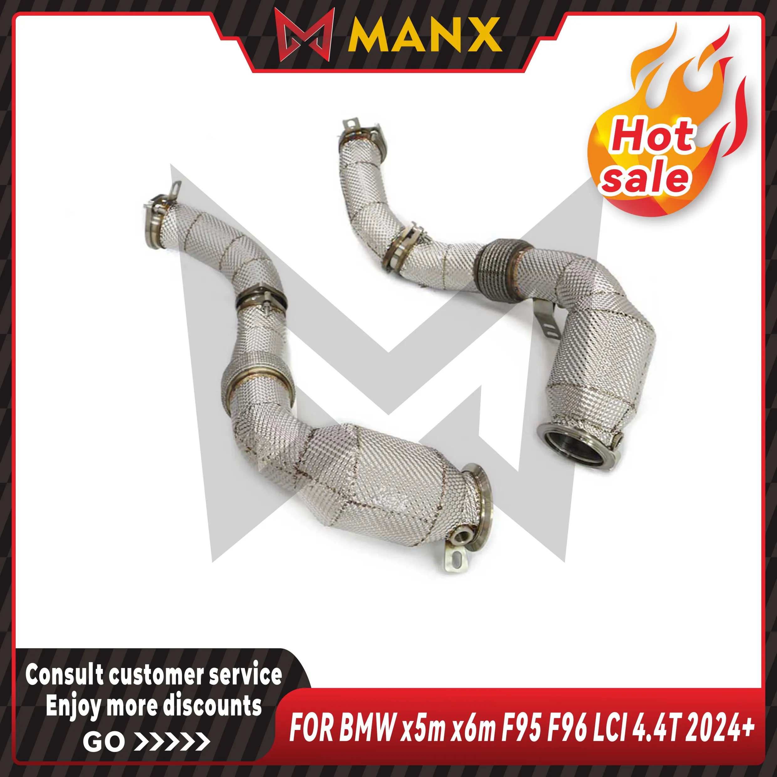 

Catalyzed Downpipe Catless Downpipe for BMW x5m x6m f95 f96 LCI 4.4T 2024+ Performance Exhaust pipe with heat shield