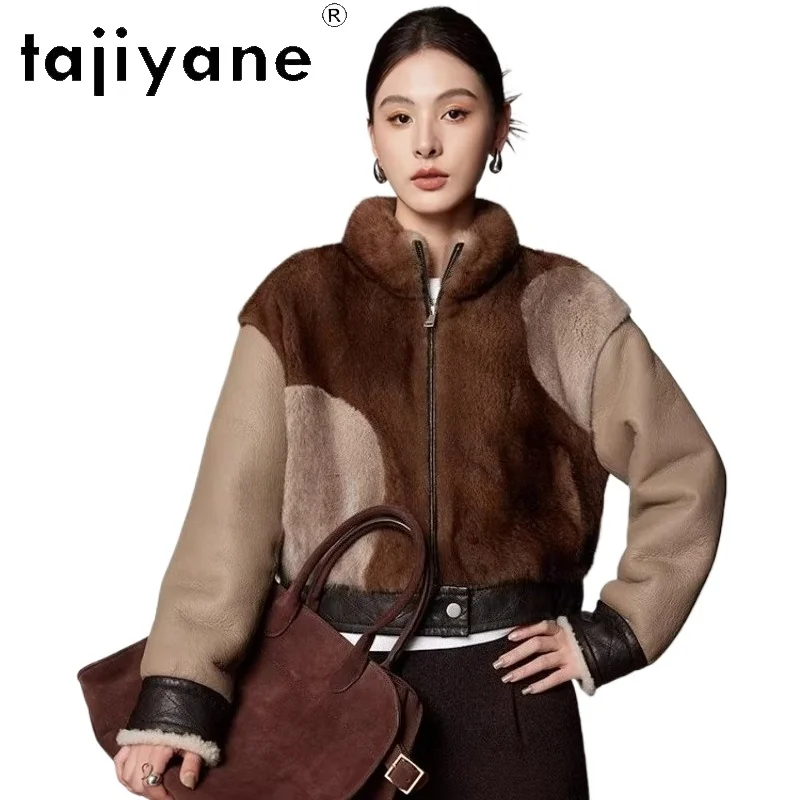 TAJIYANE Natural Mink Fur Splicing Sheepskin with Wool Attached Jacket Short Real Fur Coat Woman 2025 Winter Women Clothes шуба