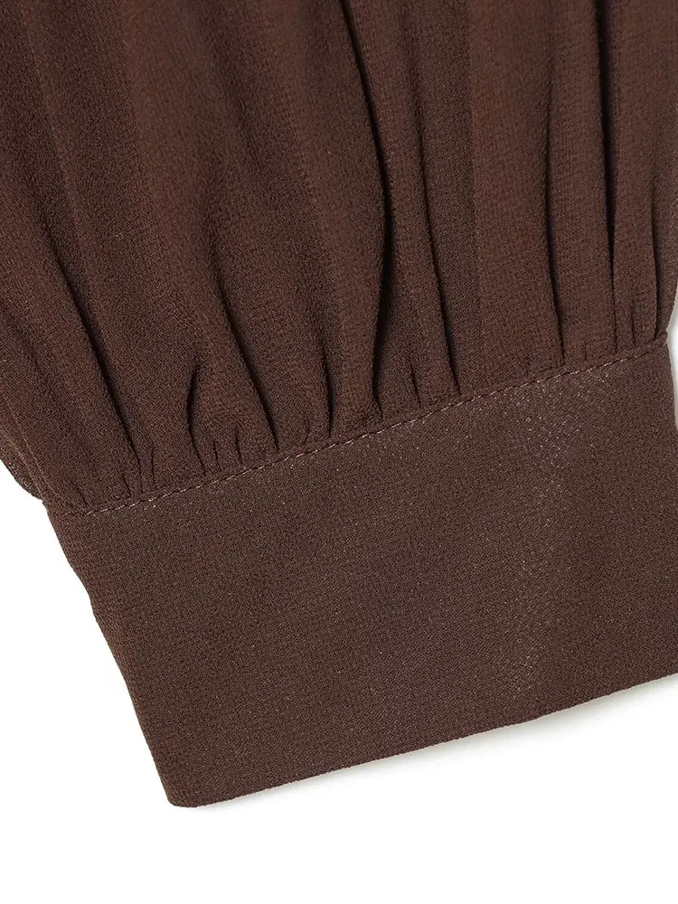 NLZGMSJ Schickes Damen-Freizeithemdkleid, 2026, Frühling und Herbst, V-Ausschnitt, lange Ärmel, schlank, mit Gürtel, Midi-langes Kleid, Y2K