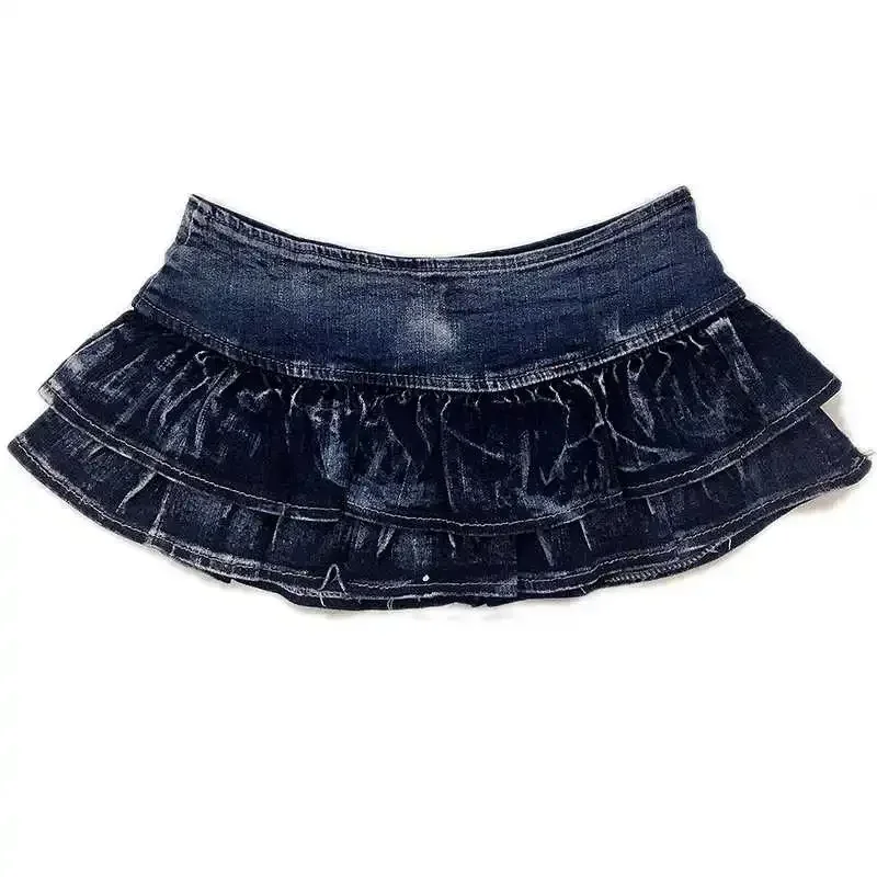 Denim Micro Mini Skirts Crotch Thong Detail Jeans  Sexy Tight For Female Temptation Disco/Pole Dance Hotpants Clubwear