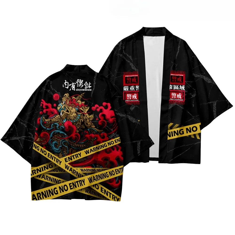 Neon Kimono Unisex City Street Cyberpunk Japanese Vintage Art 3D Printed Lightweight Short Sleeve Trendy Stylish Comfy Midnight