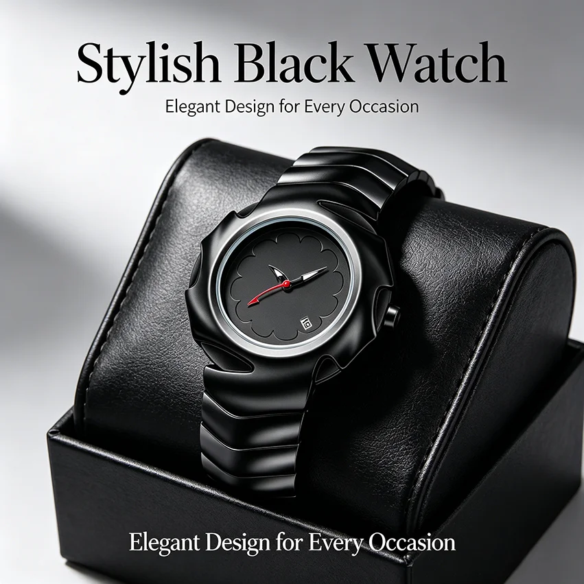 

Men's Y2K Unique Blade Fashionable Stainless Steel Black Blue Luxury Top Simulated Quartz Waterproof Dress Watch