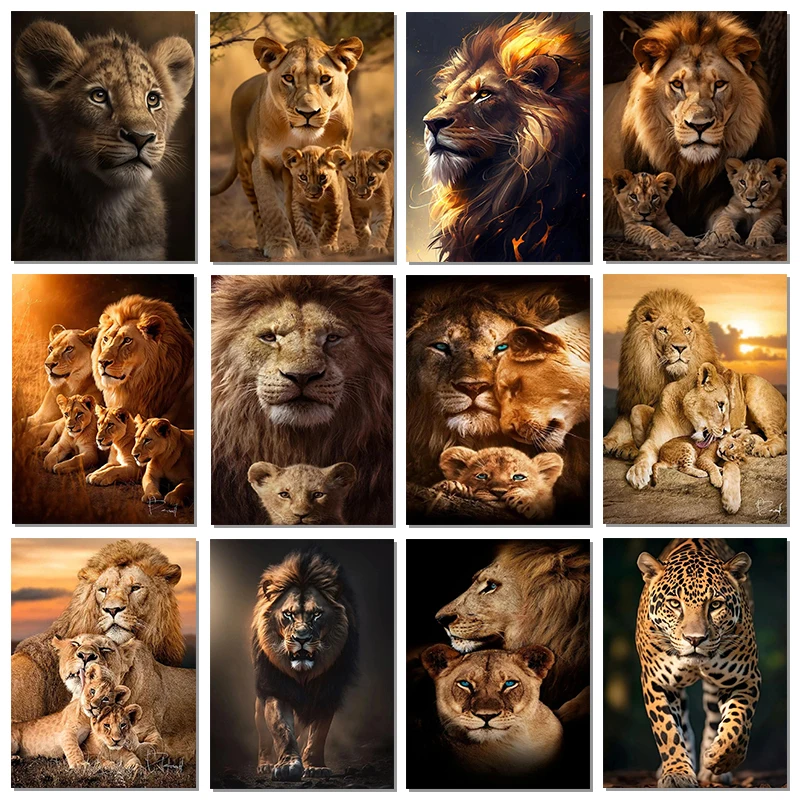 Classic Animal Aesthetics Wall Art Pictures Wild Lion Tiger and Cub Posters and Prints Canvas Painting Home Bedroom Decor Gifts