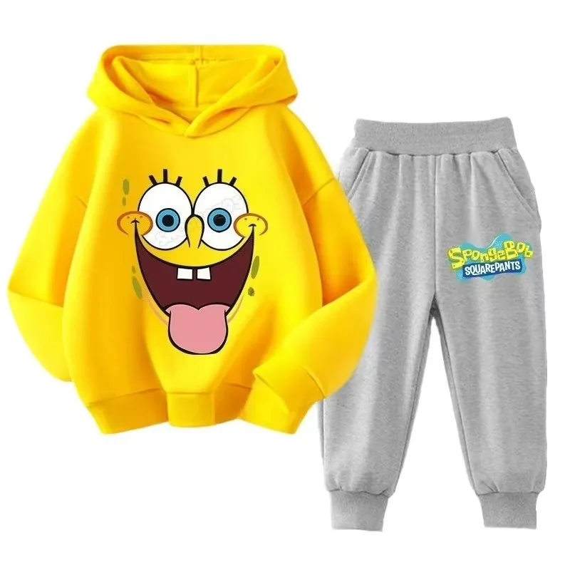 SpongeBobs Kinder-Sportbekleidungsset, Patrick Star Kapuzenpullover, Jogginghose, Mädchen- und Jungen-Kapuzenpullover, Kinder-Outfit, Pullover, Hose, Anzug. – Detail 6