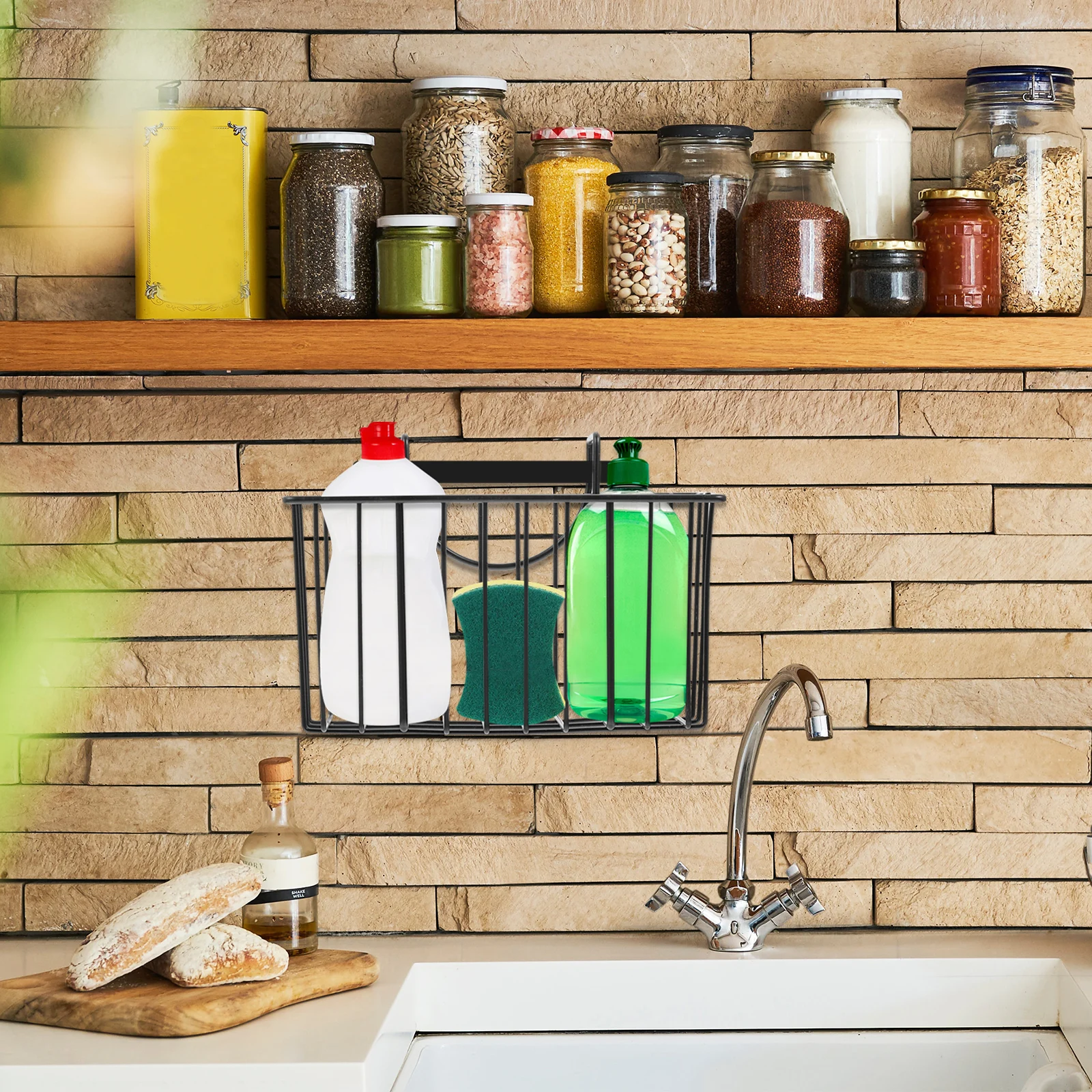 

Kitchen Draining Stainless Steel Sink Hanging Rack Sink Storage Basket Dish Soap Holder Counter Drying ganizer