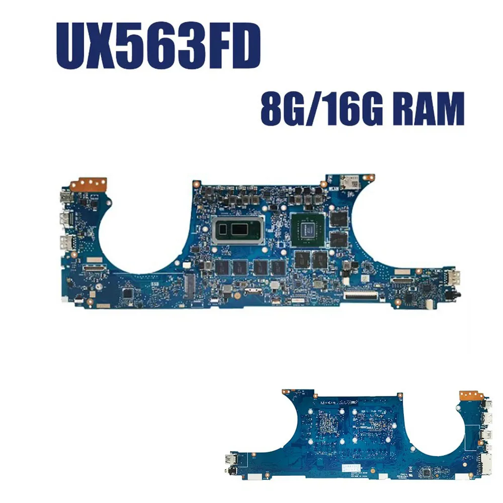 Notebook Mainboard For Asus ZenBook Flip UX563FD UX563F Q536FD BX563FD Laptop Systemboard i5 i7 10th Gen CPU GTX1050 8G 16G RAM