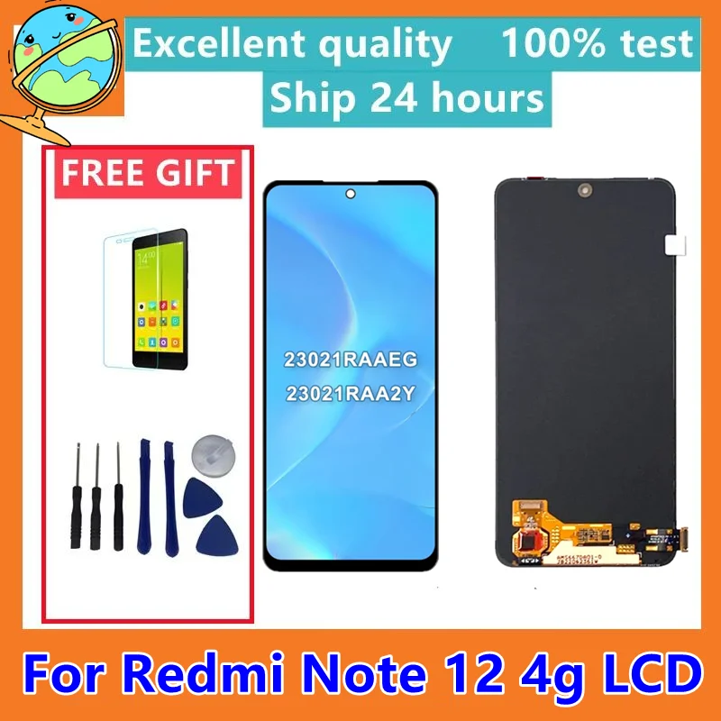 Tested  For Redmi Note 12 pro 4G ‎2209116AG LCD For Xiaomi Redmi Note 12 4G 23021RAAE Lcd Display Screen Assembly Digitizer