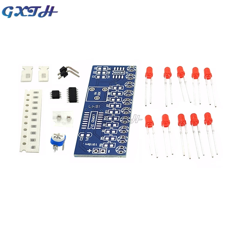 SMD Practice Board NE555+CD4017 Running Water Lamp LED Electronic DIY Kit Electronic Handmade