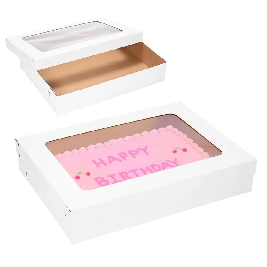 

x 5 Inches 6 Pack Full Sheet Cake Box with Window,Large Bakery Boxes Corrugated Rectangle Cake Boxes for Donuts,Muffins,Cupcake,