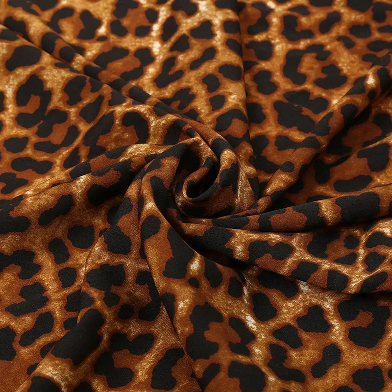 Leopard Print Cloth Huayao Fabric Crepe de Chine Fashion Shirt Polyester Chiffon