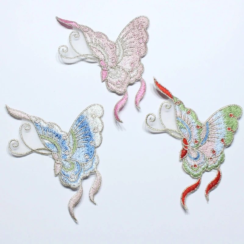 10pcs Color Knitted Embroidered Hollow Butterfly Metal Thread Embroidered Lace Clothing Accessories