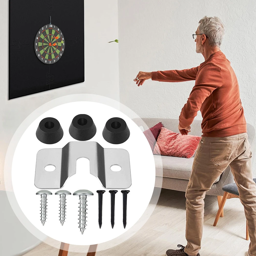 

1 Set Dartboard Hanger with Pads and Screws Dart Board Hanger Bracket Dart Board Mounting Hardware for Hanging Dartboard