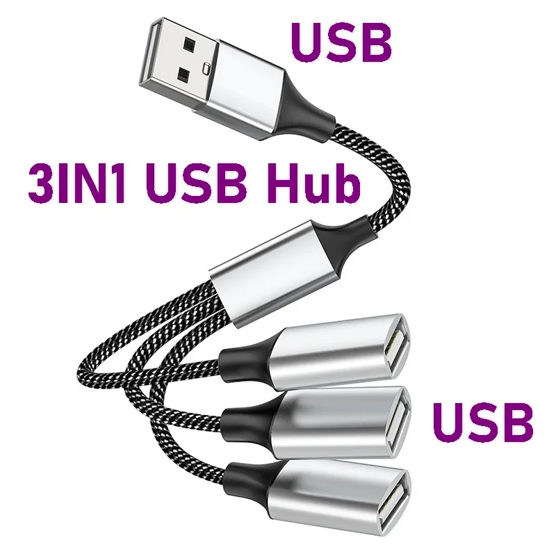 4-Port-USB-OTG-Splitterkabel Typ C Stecker auf 3 USB 2.0-Buchse Verlängerungskabel, USB-Port-Hub, Datenstrom-Split-Adapter für Notebook