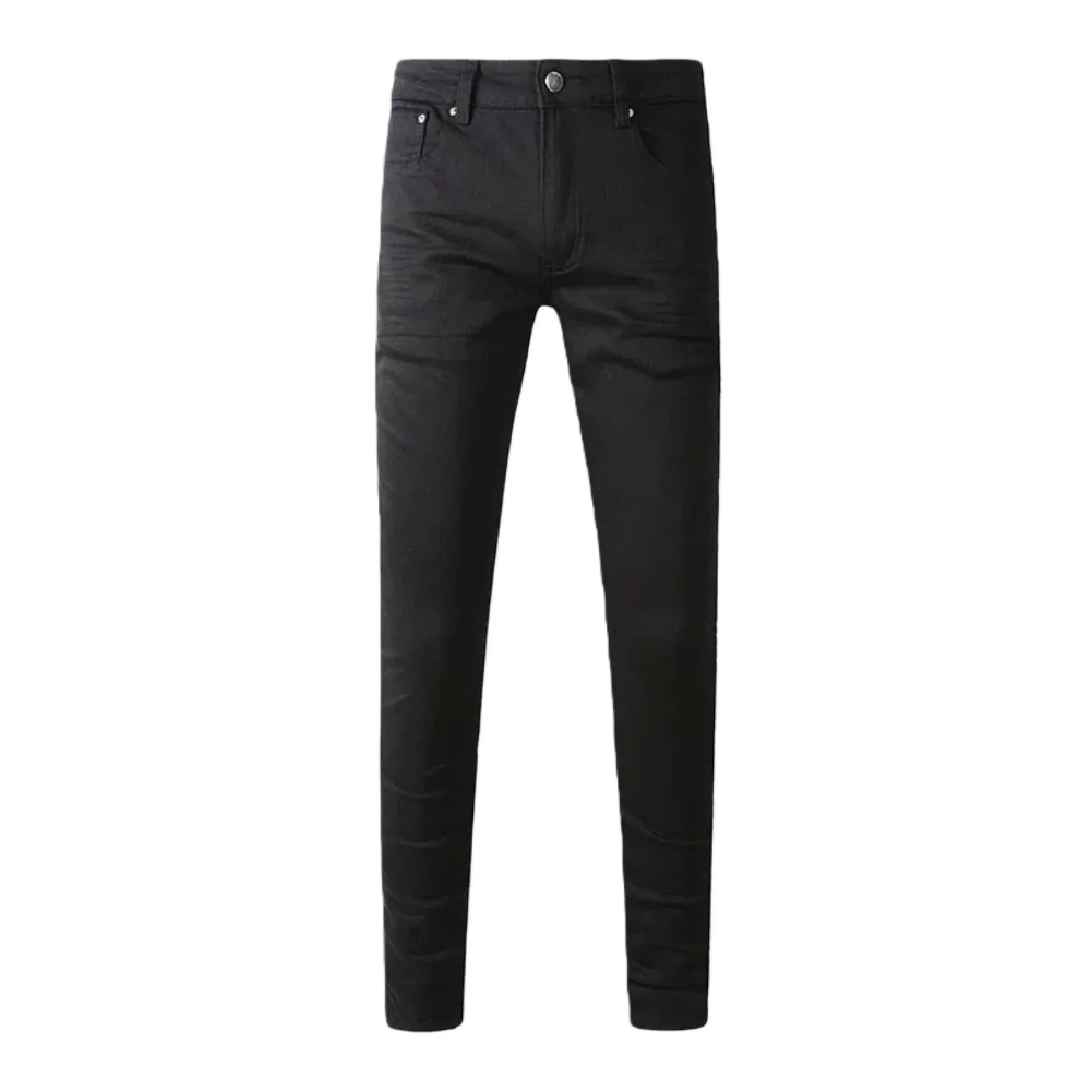 高品質の黒のヴィンテージジーンズ、クラシックなアルミジッパー、テクノロジー洗浄プロセス、秋と冬のハイストリートスタイル