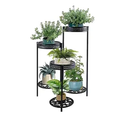 Estante de exhibición para macetas de hierro, estante para almacenamiento de plantas en maceta, Circular, plegable y desmontable