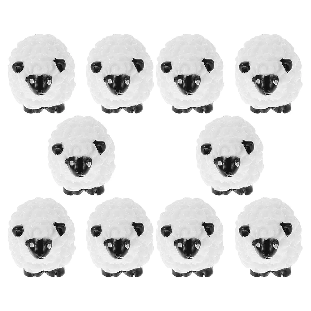 10 Pcs Figurines for Outdoors Micro Landscape Ornament Animal Decorations Herd of Sheep Ornaments