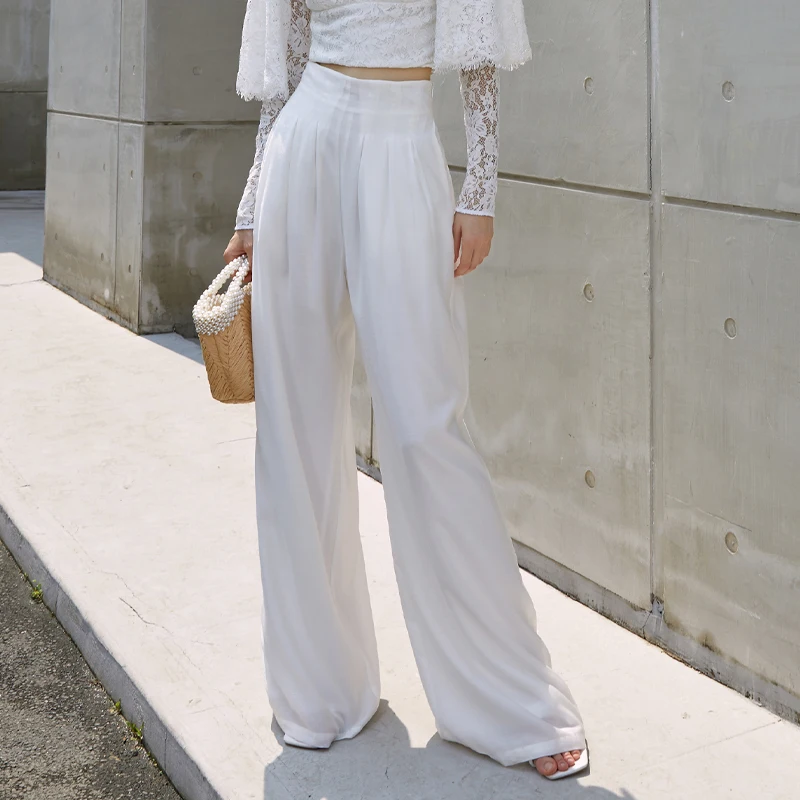 

Loose Wide Leg Pants For Women Summer Casual White Trousers New