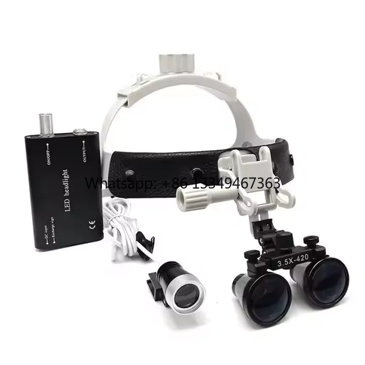 

Medical Dental Loupe Surgical Magnifier 3.5X Binocular Glasses with Electricity Powered Adjustable LED Headlamp