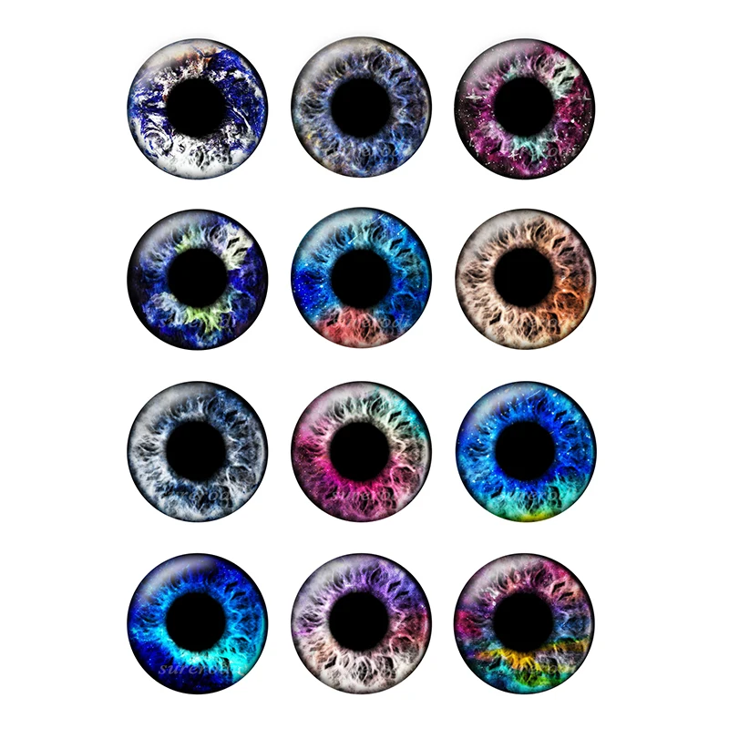 24 Pcs/bag 14mm Super Thin Glass Cabochons Eyes Chips for DIY Doll Eye Suitable for DIY Crafts BH170