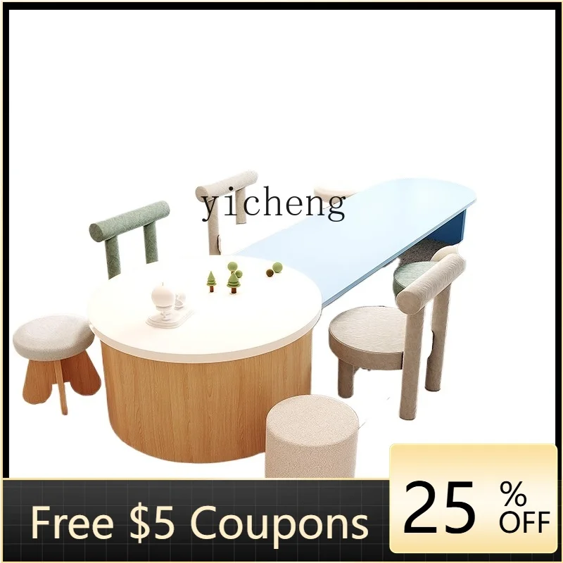 

DD Solid Wood Children's Tables and Chairs Suit Kindergarten Handmade Painting Area Overhead Sales Office Reception