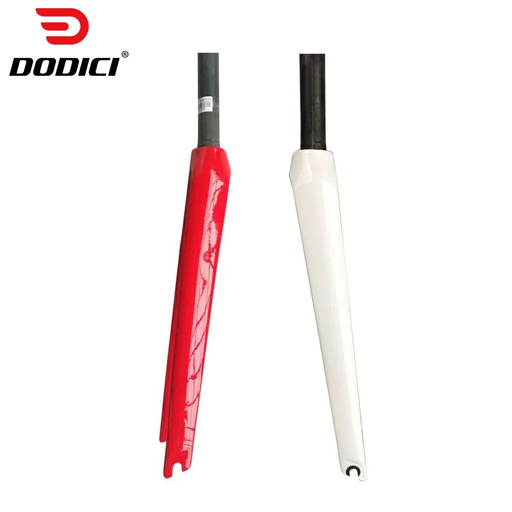 DODICI all carbon fiber road dead fly front fork 700C road car all carbon straight pipe front fork 28.6 red white