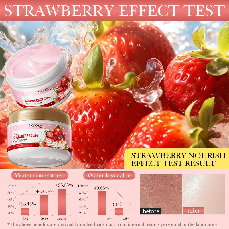 Aardbeienextract Voedende Hydraterende Crème BIOAOUA Whitening Verhelderende Reparerende Crème Gezichtsschoonheidsverzorgingsproducten