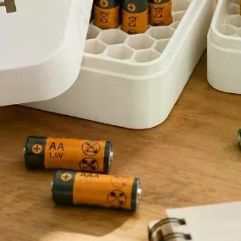 Large Honeycomb Battery Storage Box Compatible With AA/AAA Sizes The Ultimate Solution To End Drawer Clutter
