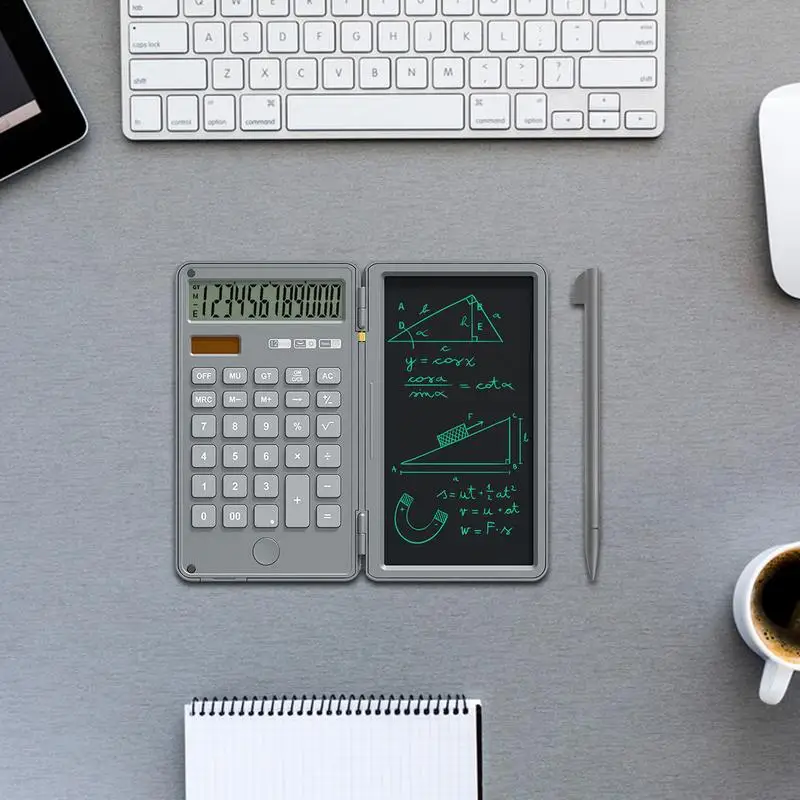 Desk Calculator 12-digit Calculators And Foldable Writing Pad Dual Power Battery And Solar Calculators With Desktop For