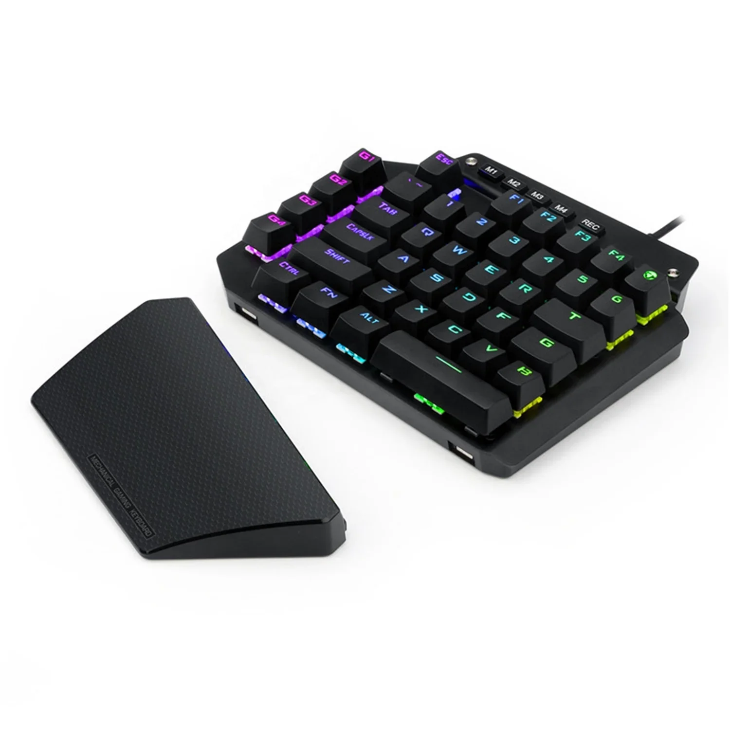 YYHC-44-key one-hand LED backlit portable USB cable mini mechanical gaming keyboard