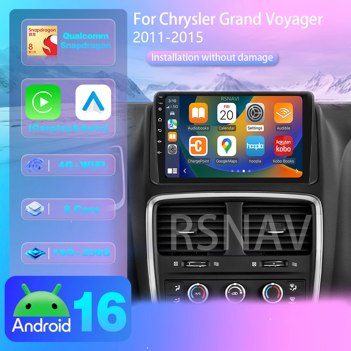Android 16 Carplay Autoradio für Dodge Caravan für Chrysler Grand Voyager 5 2011-2015 Autoradio Stereo Head Unit Wireless