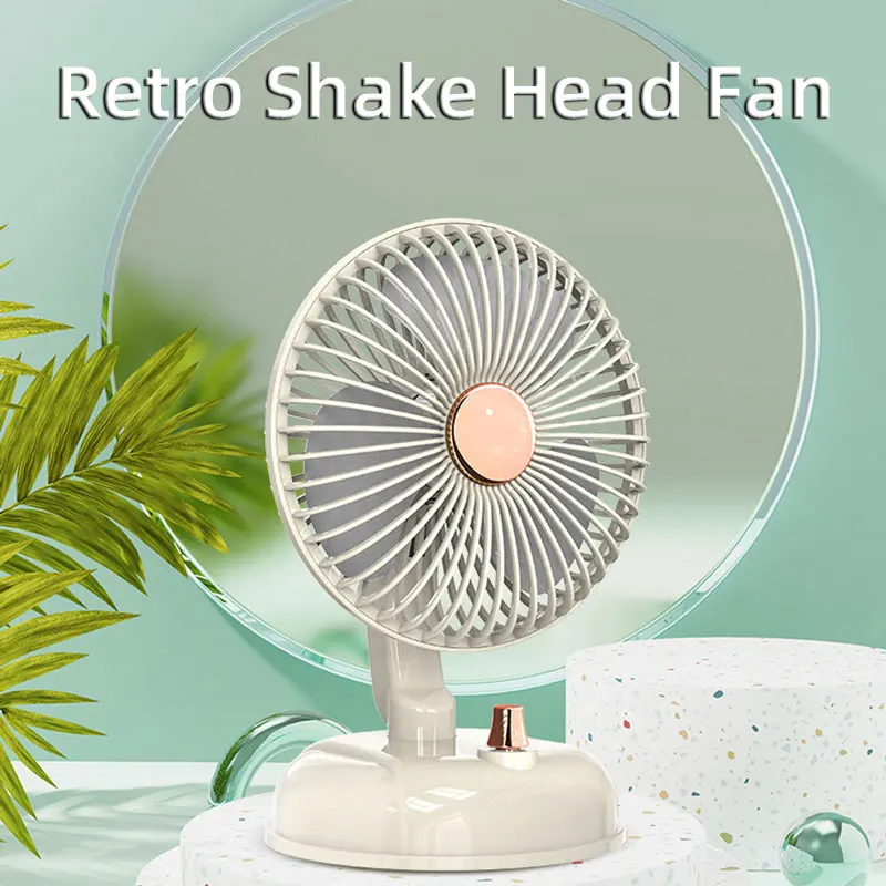 

USB Mini Retro Shake Head Electric Fan Rechargeable Home Room Desktop Portable Wireless Camping Ceiling Air circulators