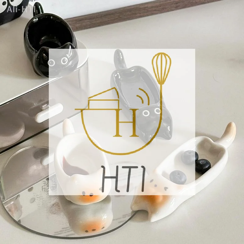 Ceramic Cat-Shaped Mini Dipping Plate Side Dish Small Bowl Home Diningware Kitchen Table Decorative Cat Bowl