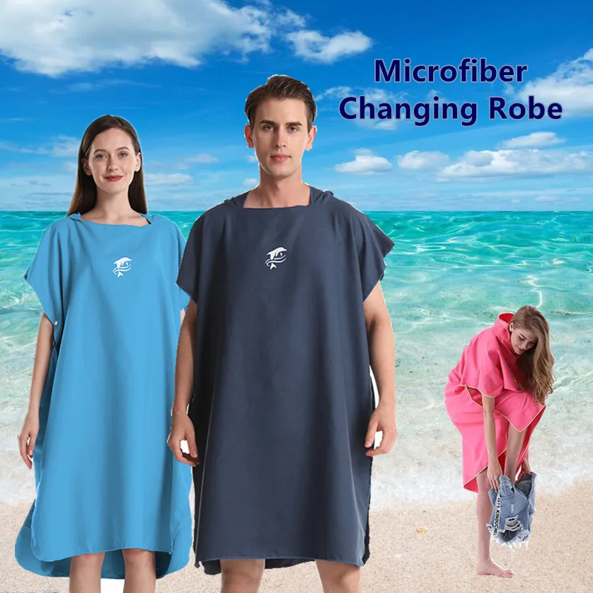 Microfiber Beach Quick Drying Change Cloak Bath Towel Bathrobe Reversible Velvet Hooded Bath Towel Can Wear Absorbent Quick Dry