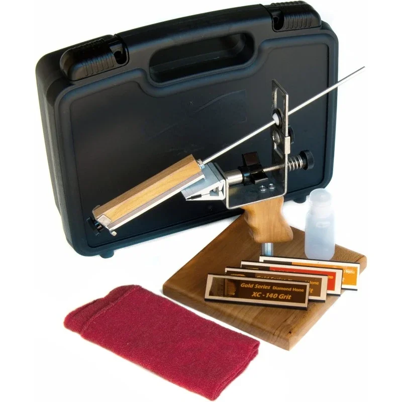 Precision Knife Sharpener System with 4 Gold Series Diamond Hones - Base Included