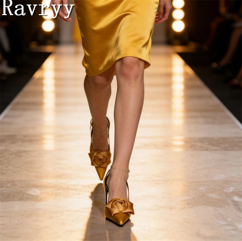 Imagen 5: Zapatos de Tacón Bajo Elegantes para Mujer, con Tira Trasera, Tacón de Gatito, Punta en Pico, Decoración de Rosa 3D, Sandalias Chic para Fiesta o Boda