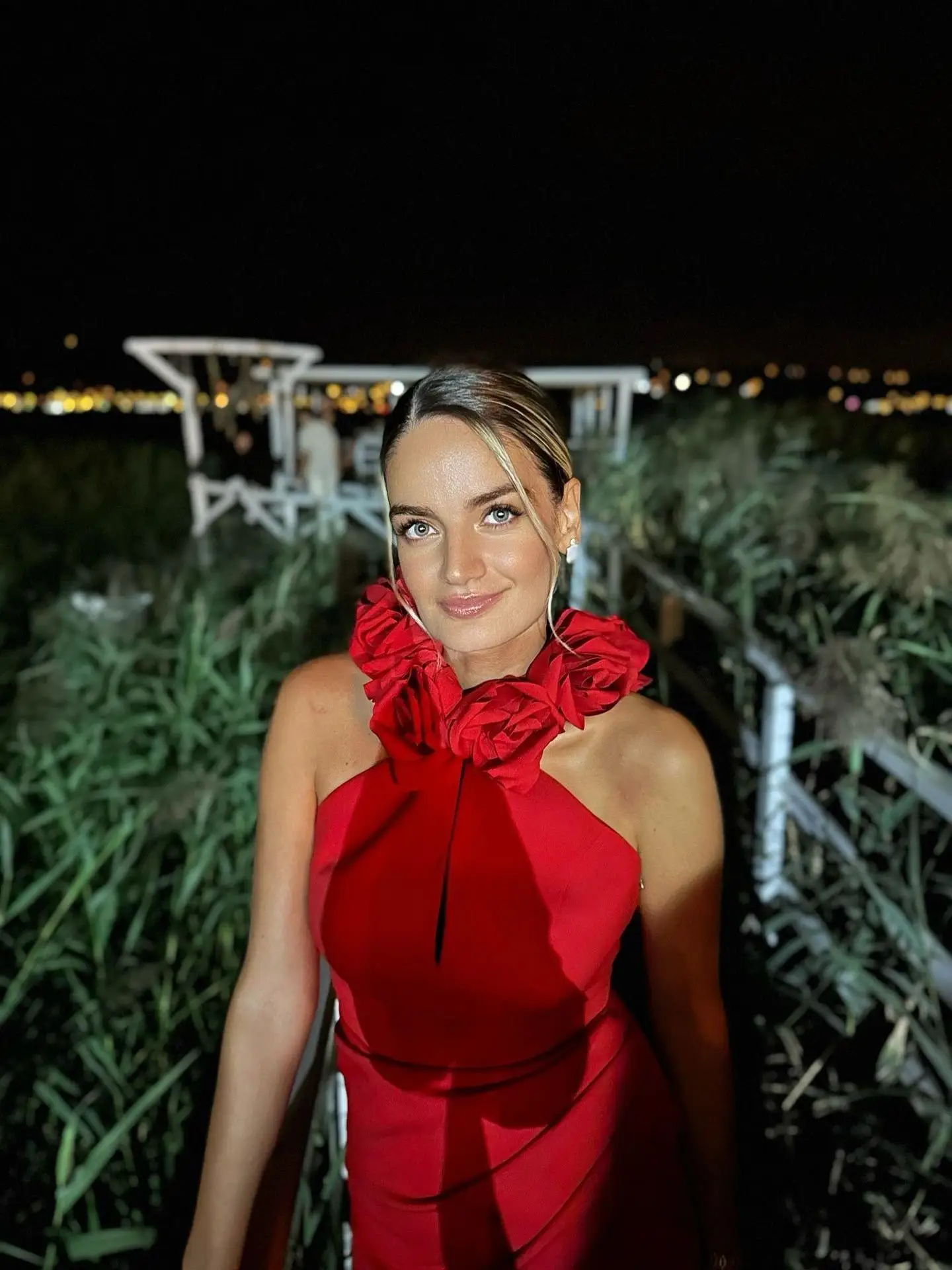 

Sexy Red Floral Print Bal Svel Wrap Dr for Wedding Par Evening Gown Mid-length Bodycon Sle Polyester Spandex