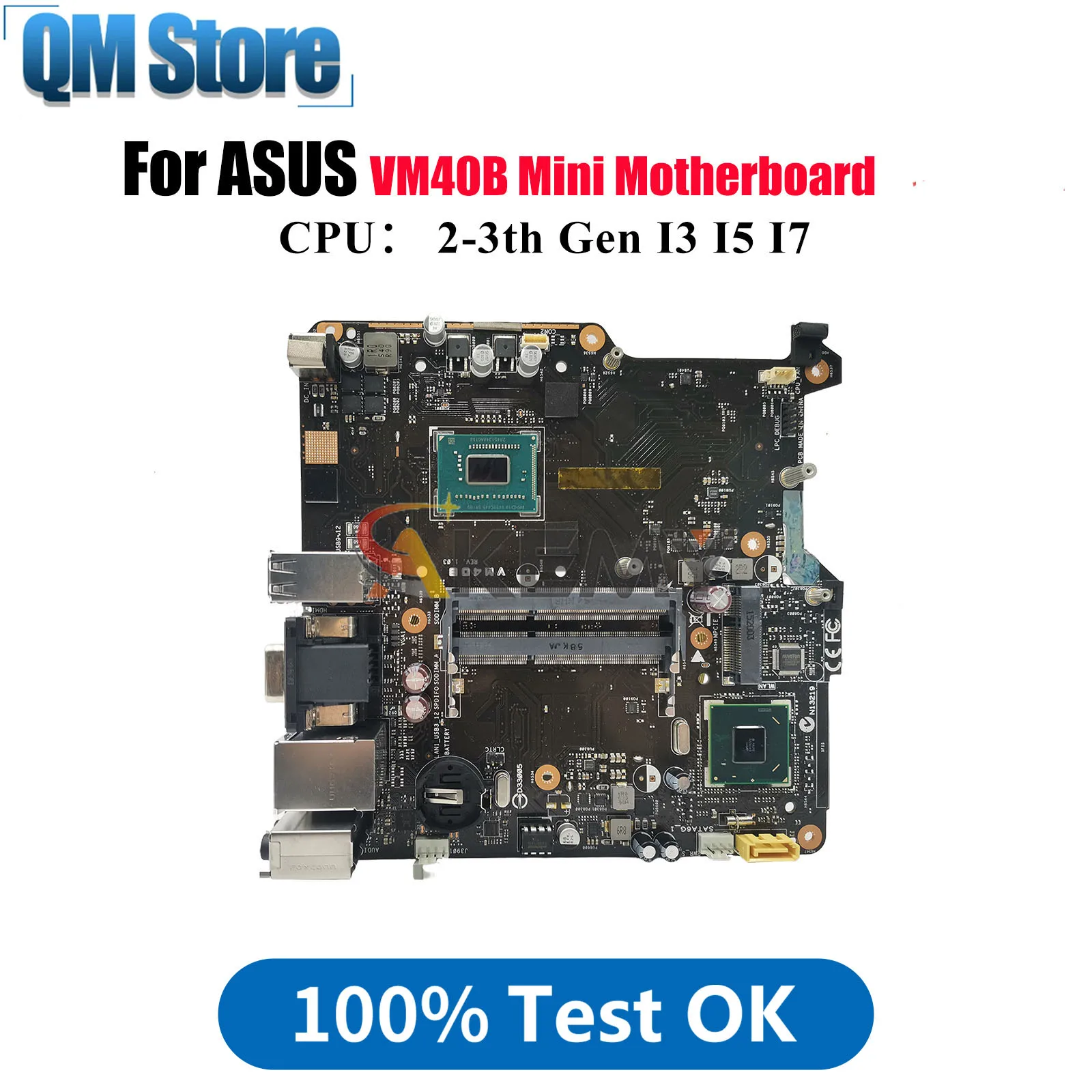 

VM40B Laptop Motherboard For ASUS VivoMini VM40 VM40B Notebook Mainboard With I3 I5 I7 CPU 100% tests OK fast shipping stk