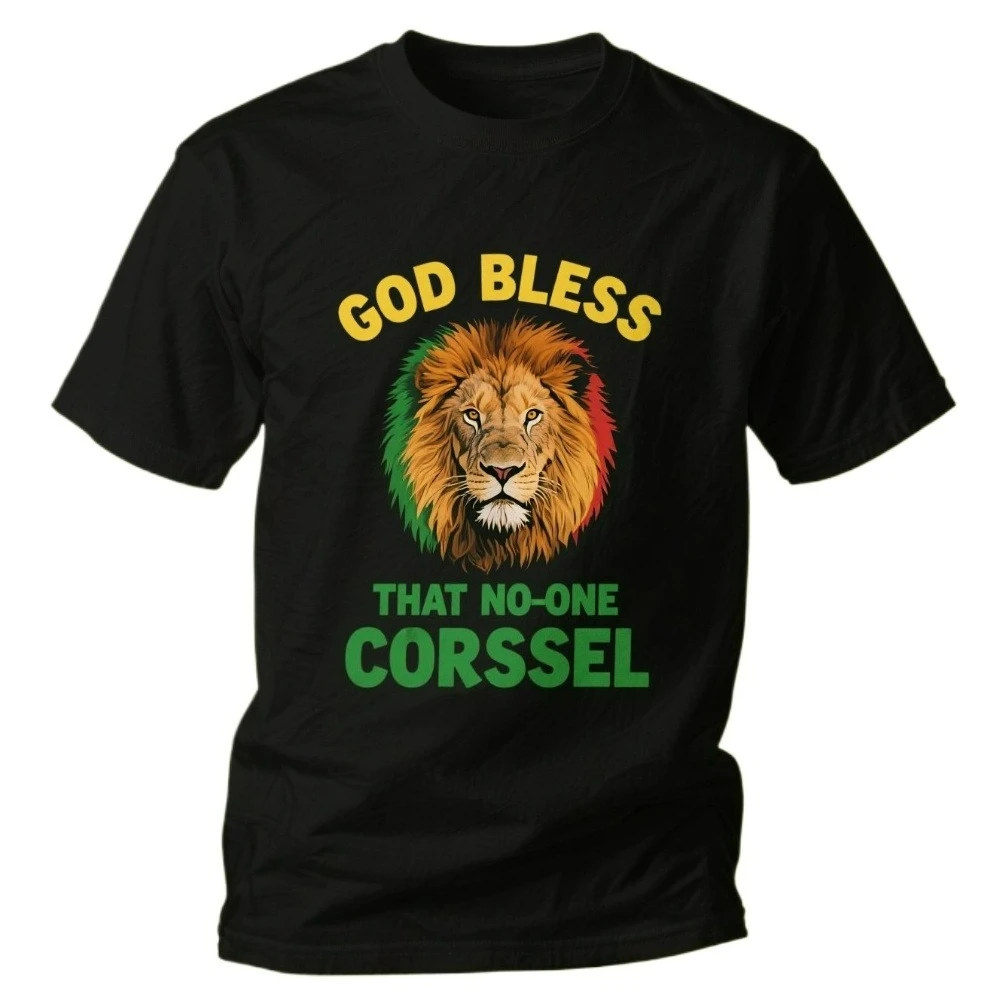 

Who Jah Bless No Man Curse Rastafari lion T-Shirt 100% cotton collar round summer casual short-sleeved men's T-shirt size S-3XL