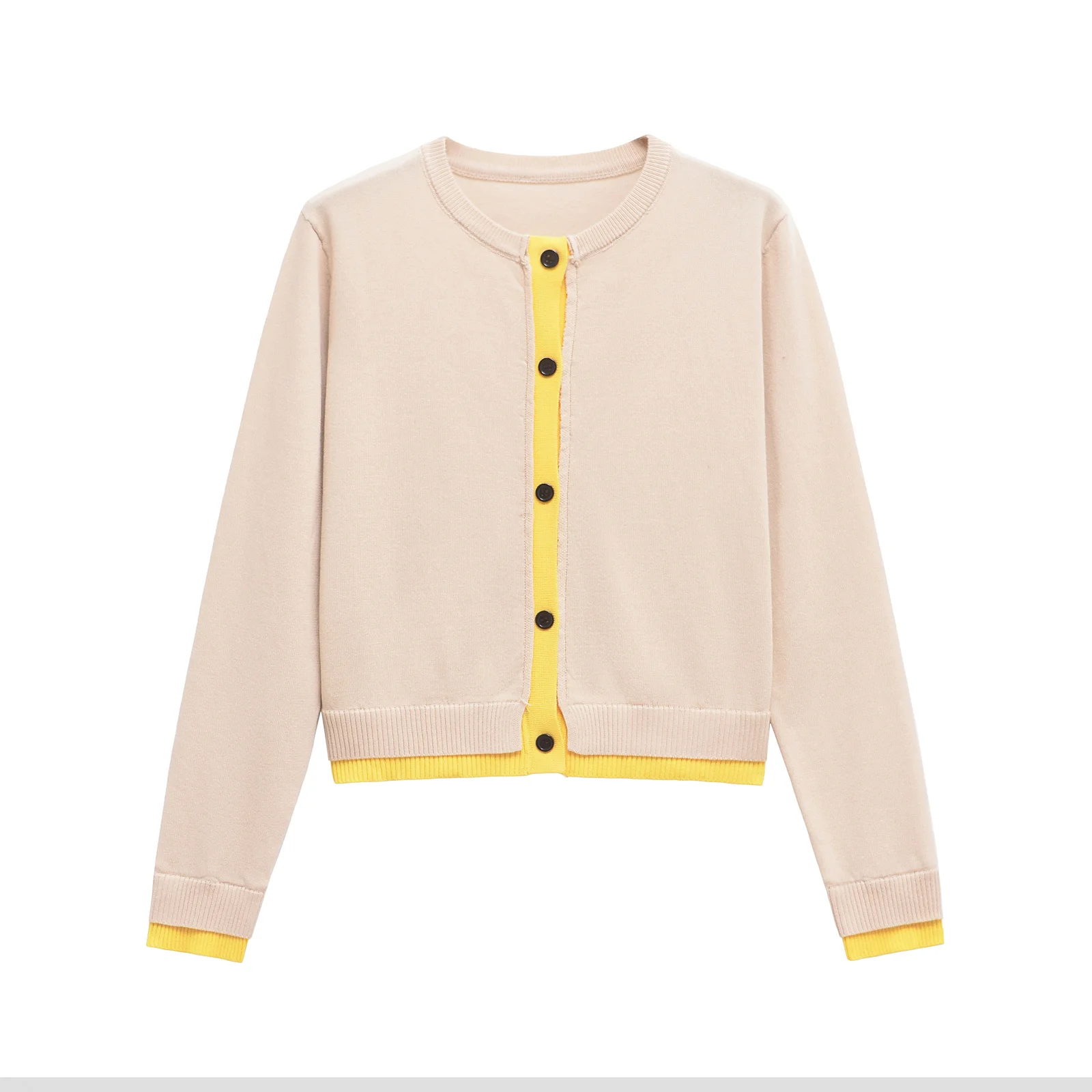

2025 Spring New Women's Spliced Knitted Cardigan Long Sleeve Casual Single Breasted Jacket