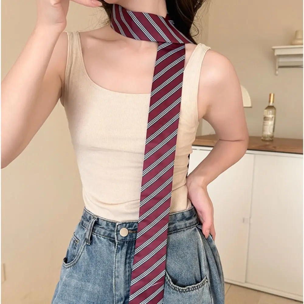 Casual Korean Striped Tie Printed Y2K Shirt Tie Decoration Retro Stripe Waist Belt Performance